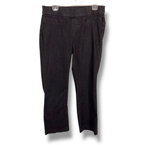 Size 12 Petite Lee Pull On Jeggings Stretch Black Dark Grey Casual Denim